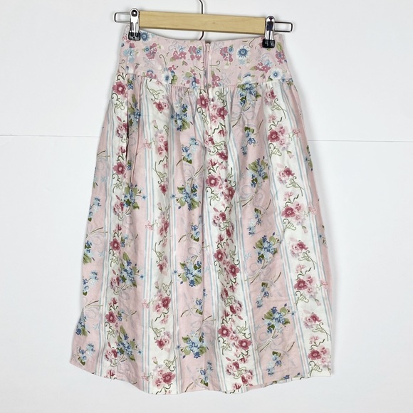 Floral Midi Skirt Size 4 Pink Cottage-Core - Picture 2 of 7